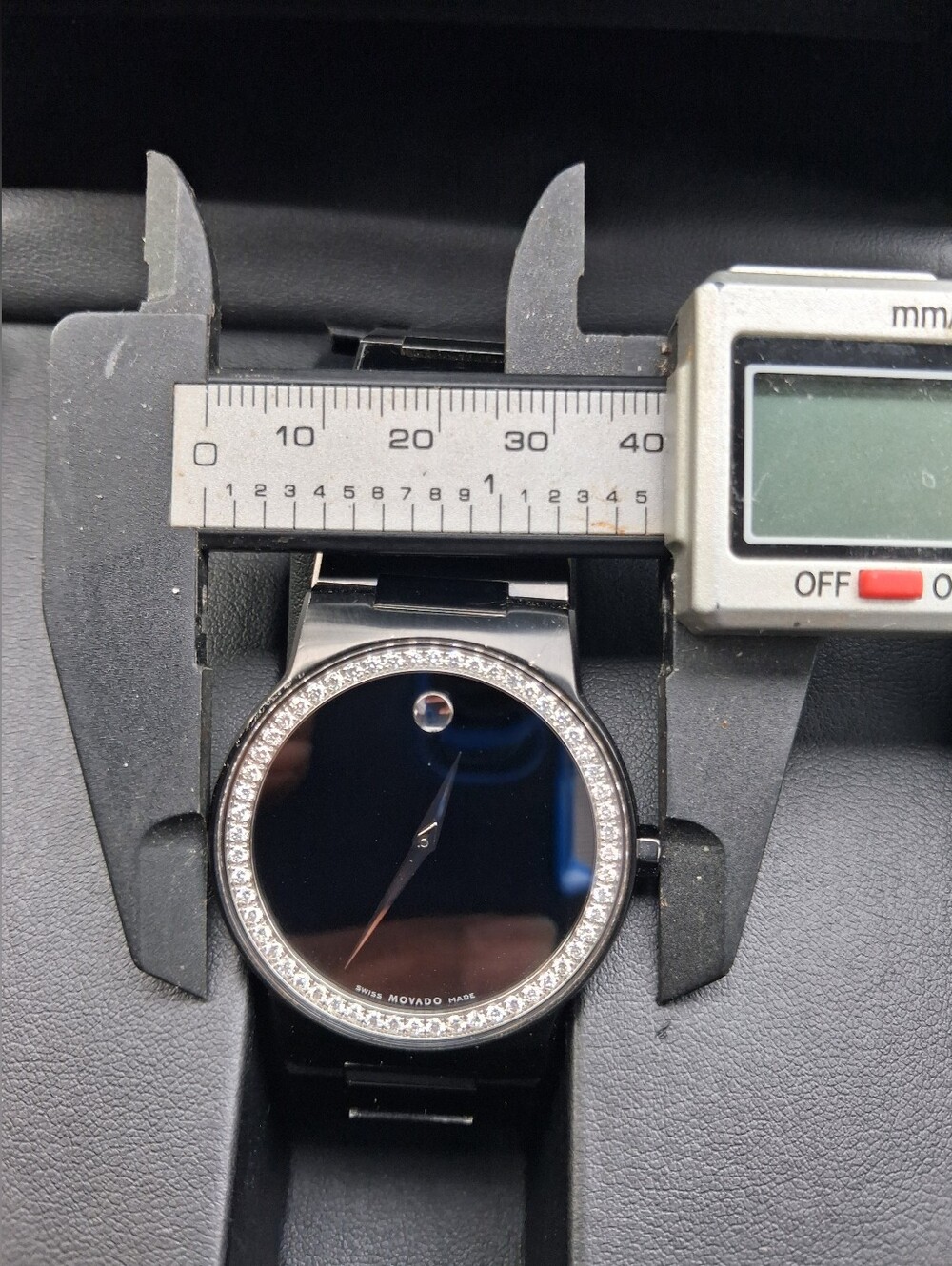 Movado Black and Silver Museum Dial Watch with DIAMOND Bezel - Picture 14 of 16